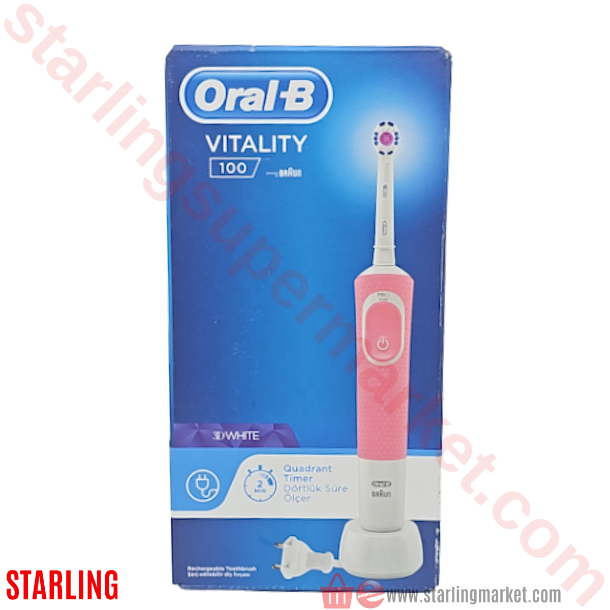 ORAL B DIS FIRCASI D100 3D WHITE BRUSH PEMBE