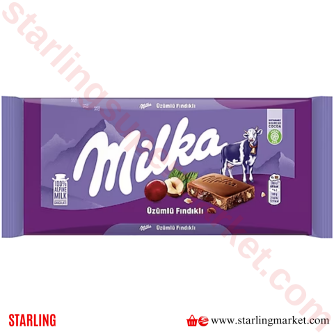 MILKA CIKOLATA TABLET UZUMLU-FINDIKLI 80 G