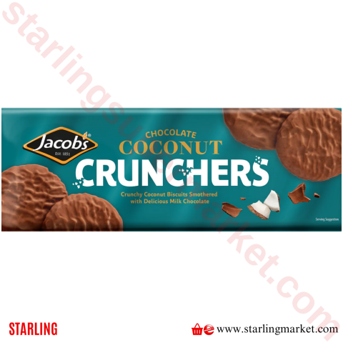 JACOBS BISKUVI CHOCOLATE COCONUT CRUNCHERS 150 G