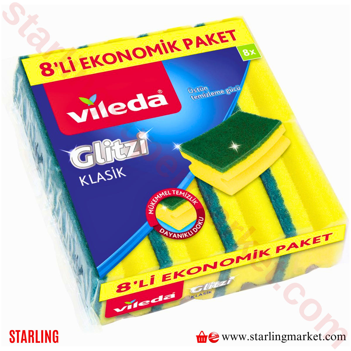 VILEDA SUNGER GLITZI YESIL OLUKLU EKO PAKET 8 LI