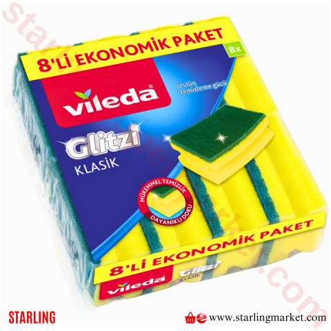 VILEDA SUNGER GLITZI YESIL OLUKLU EKO PAKET 8 LI