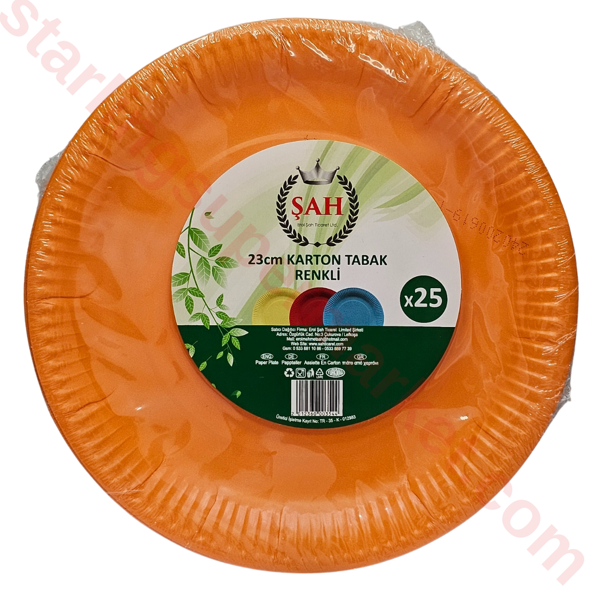 EROL SAH TABAK KARTON RENKLI 23 CM 25 LI