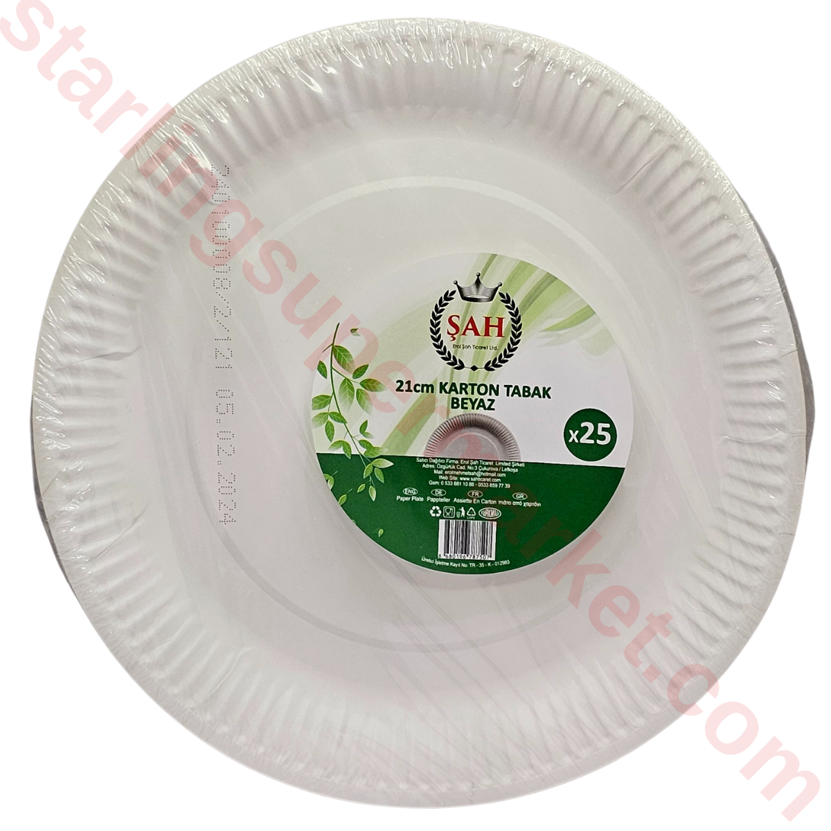 EROL SAH TABAK KARTON BEYAZ 21 CM 25 LI
