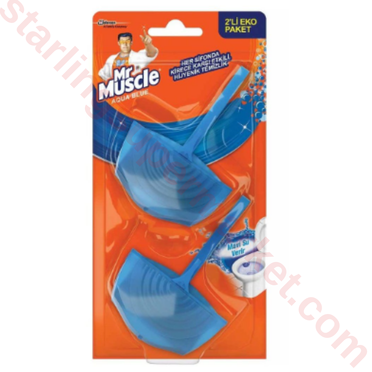 MR MUSCLE TUVALET TEMIZLEYICI BLOK AQUA MAVI 2*40G
