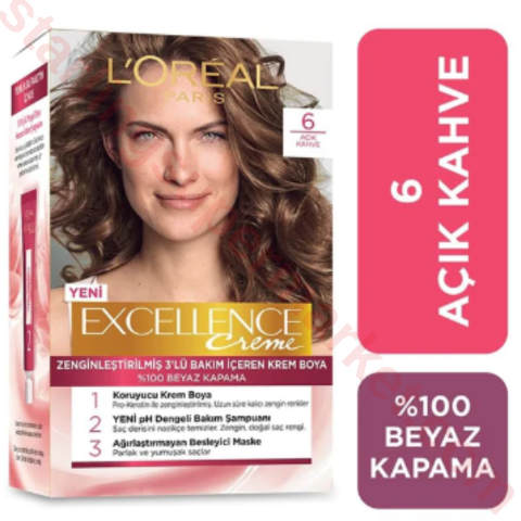LOREAL EXCELLENCE CREME ACIK KAHVE 6