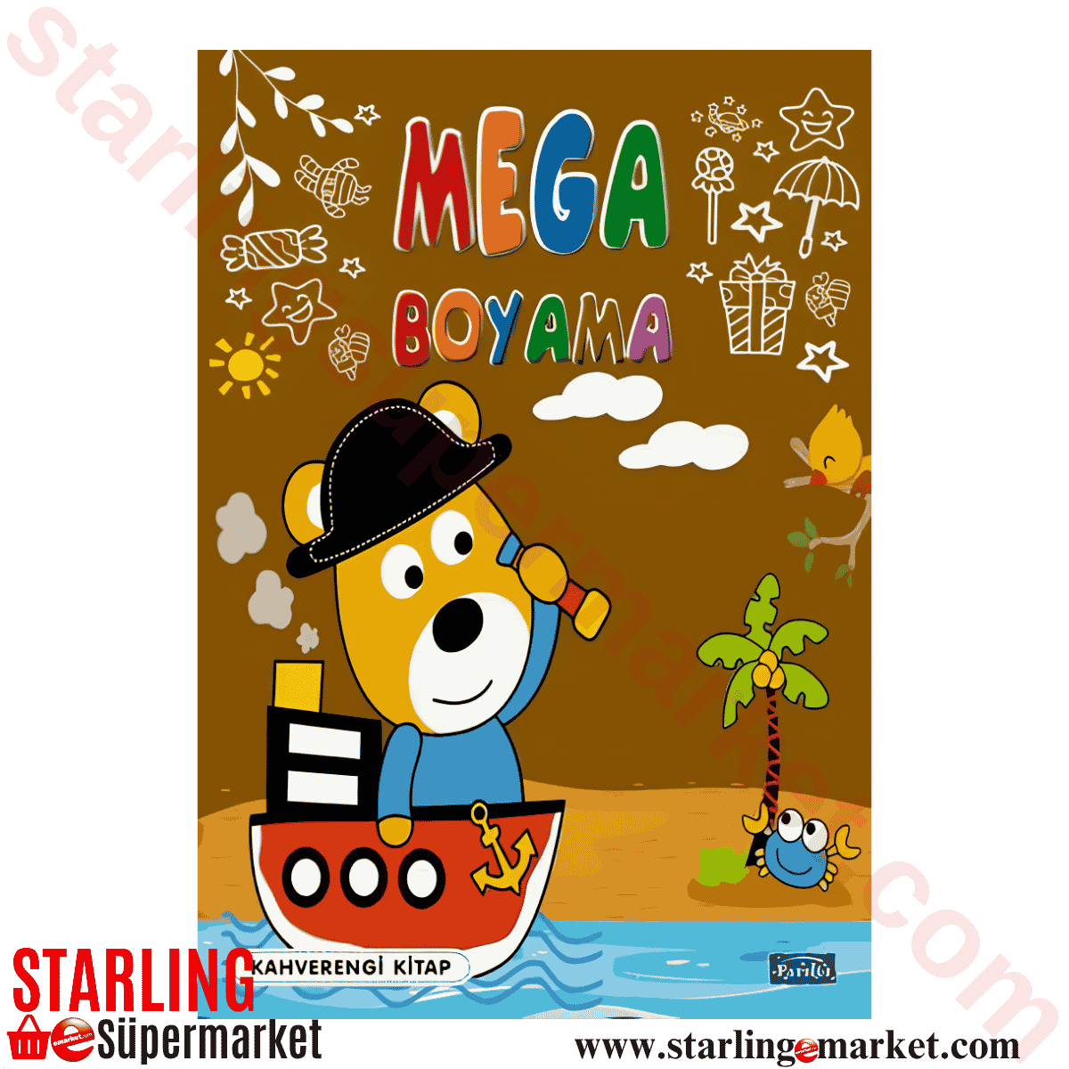 PARILTI MEGA BOYAMA KAHVERENGI KITAP