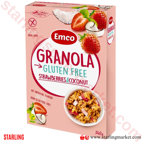 EMCO GRANOLA GULUTEN FREE STRAWBERRY-ALMONDS 340 G