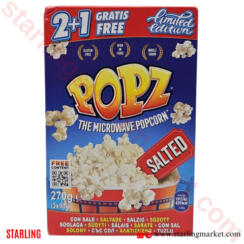 POPZ MICROWAWE POPCORN SALTED 2+1 FREE 3*90 G