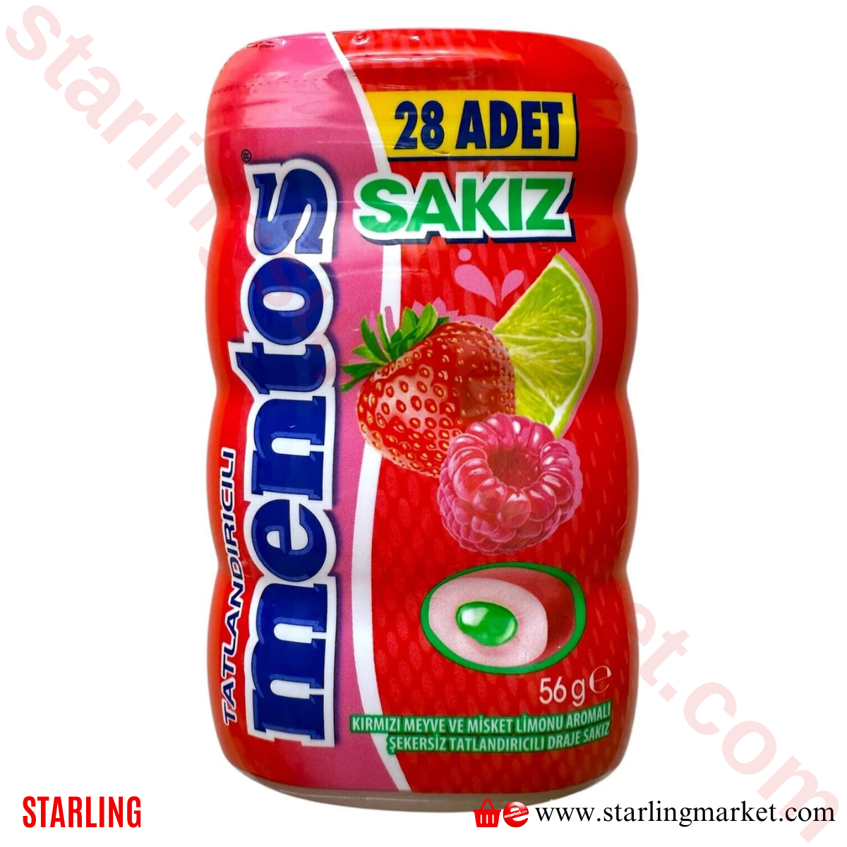 MENTOS SAKIZ KIRMIZI MEYVE 28P