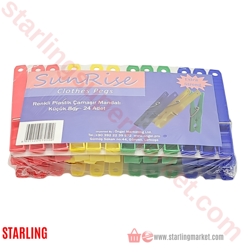SUNRISE MANDAL PLASTIK RENKLI KUCUK 24 LU