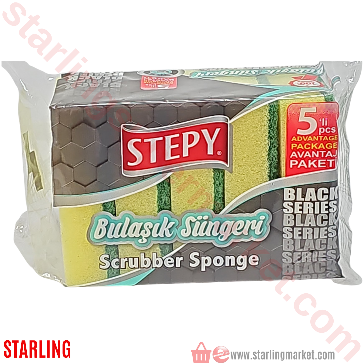 STEPY BLACK BULASIK SUNGERI DUZ 5 LI